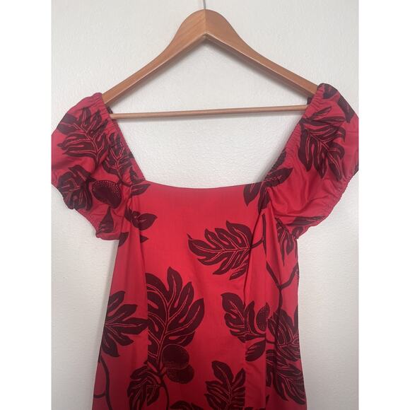 Vintage Good Times Size XS Red Floral Print Aloha Hawaiian Muumuu Long Dress - Picture 3 of 8